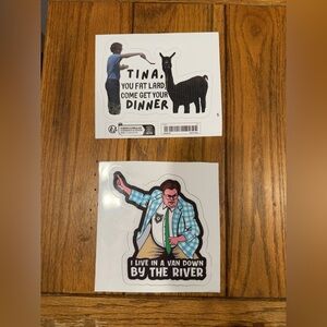 Napoleon Dynamite/Chris Farley “Van Down By The River” Funny Vinyl Sticker Set
